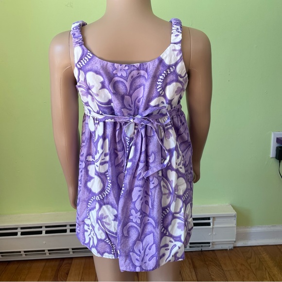 KYS MADE IN HAWAII PURPLE HIBISCUS FLOWER GRAPHIC PRINT DRESS SIZE 4T BEACH SURF - Picture 2 of 6